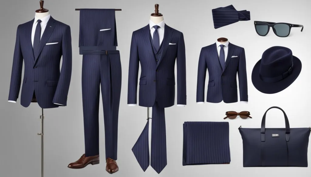 Business tie options with pinstripe suits
