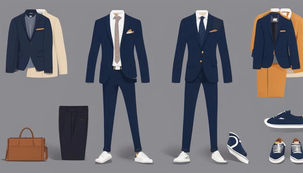 Casual navy business suit looks