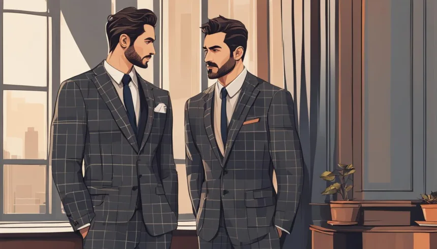 Casual windowpane check suit looks