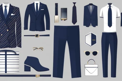 Celebrity navy business suit styles