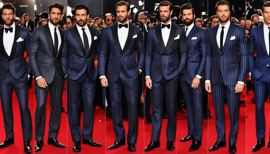Celebrity pinstripe suits on the red carpet