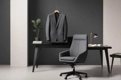 Charcoal suit for office wear