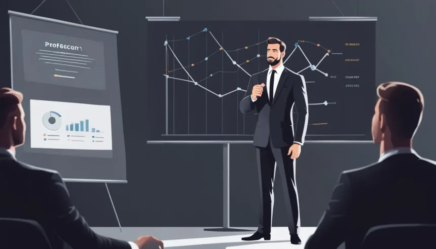 Charcoal suit for presentations