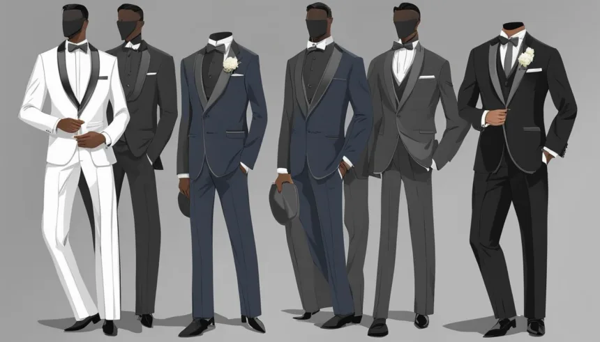 Charcoal suit tuxedo variations