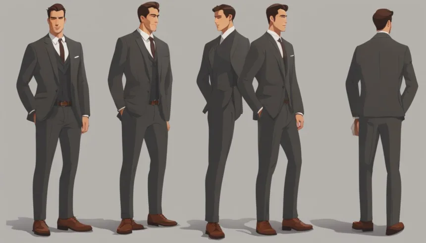 Charcoal suit with brown shoes