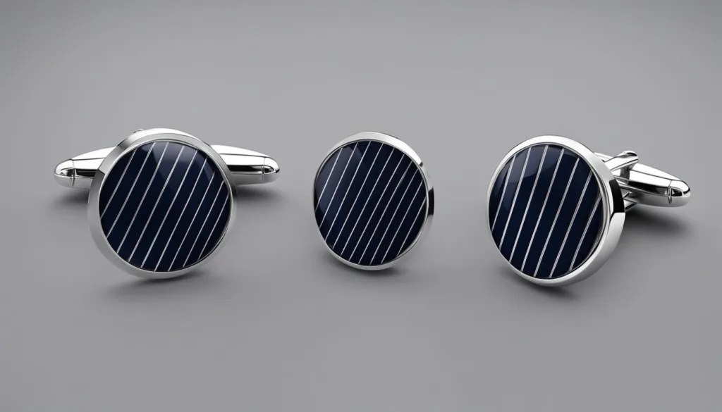 Contemporary cufflink trends with pinstripe suits