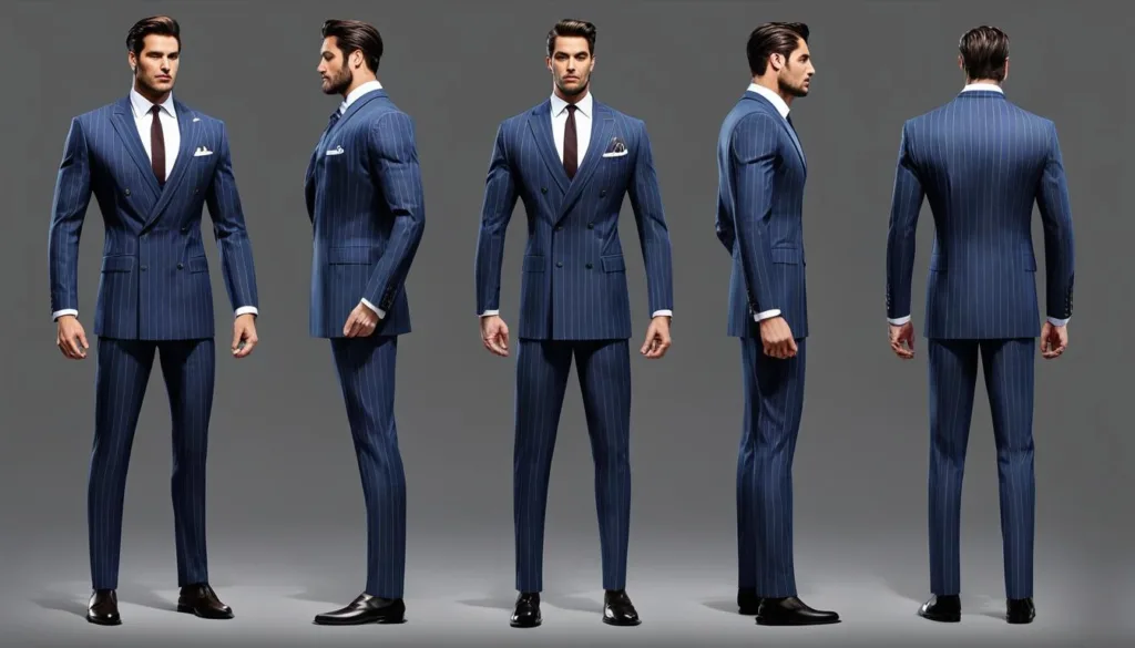 Contemporary pinstripe suit trends for client discussions