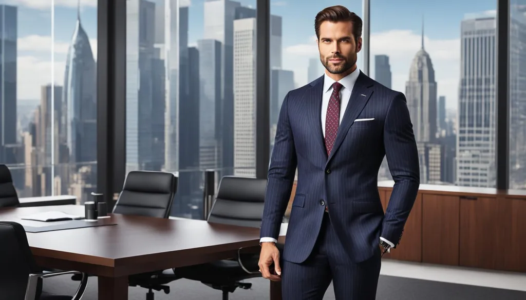 Contemporary pinstripe suit trends for conferences
