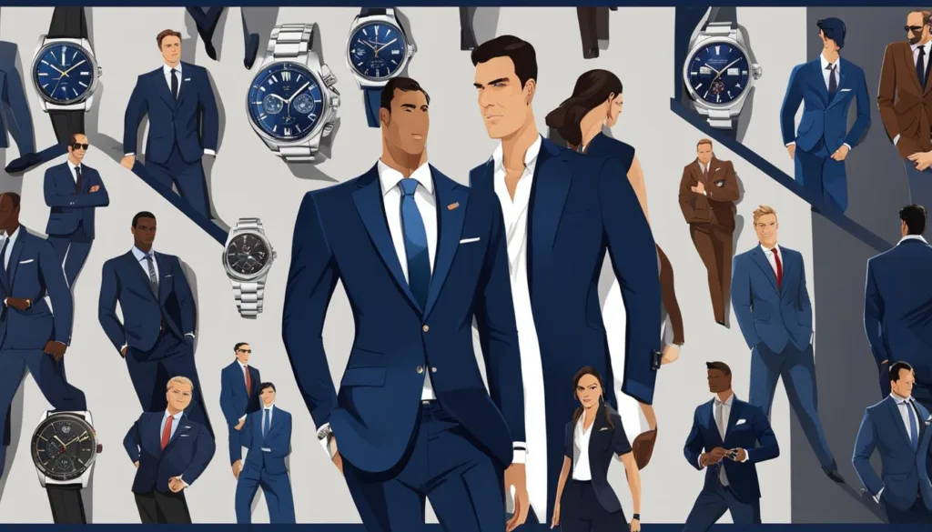 Contemporary watch trends for navy business suits