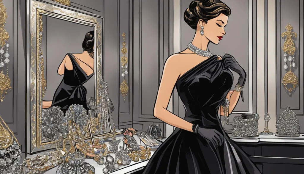 Coordinating jewelry with a black tie gown