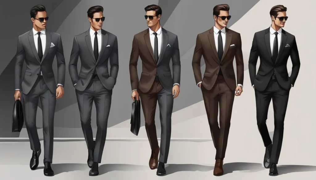 Day-to-night transition with charcoal suits