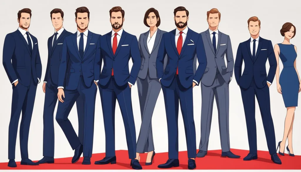 Designer navy suits on the red carpet