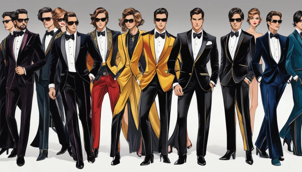 Designer velvet tuxedos on the catwalk