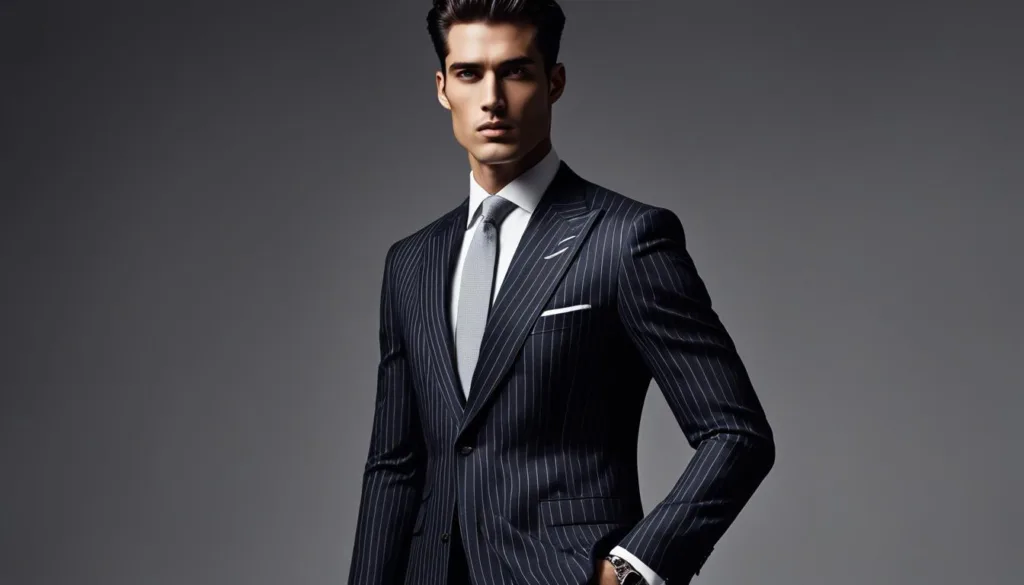 Editorial Excellence in Pinstripe Suit Presentation