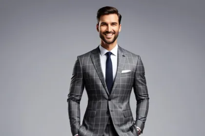 Gray windowpane check suits