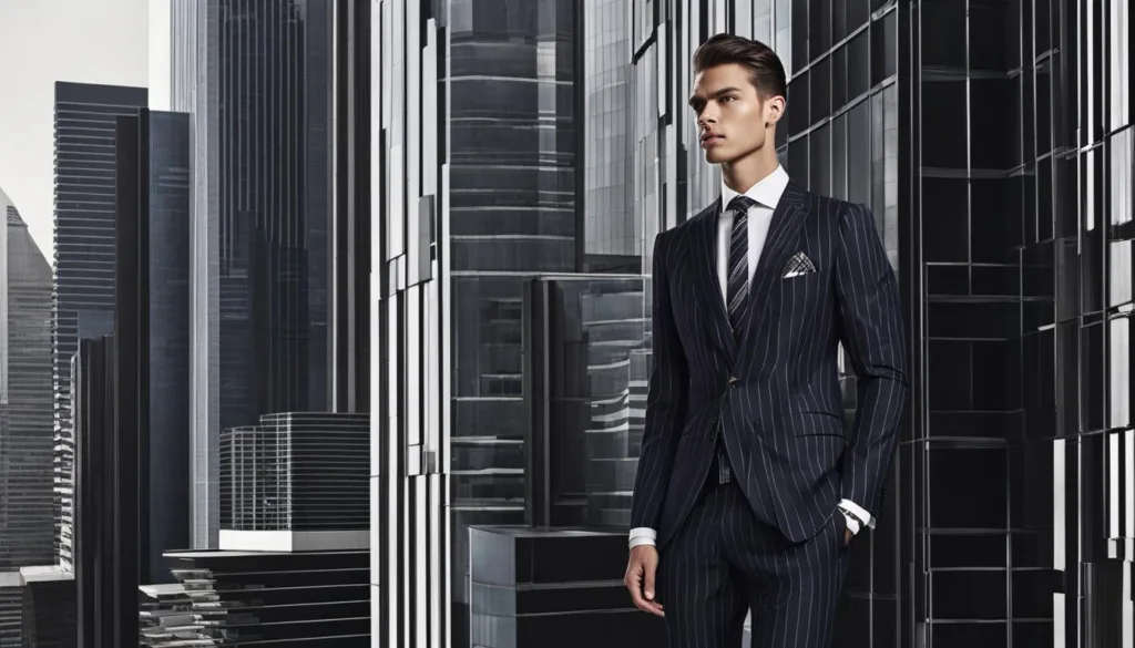 High-fashion pinstripe suit looks