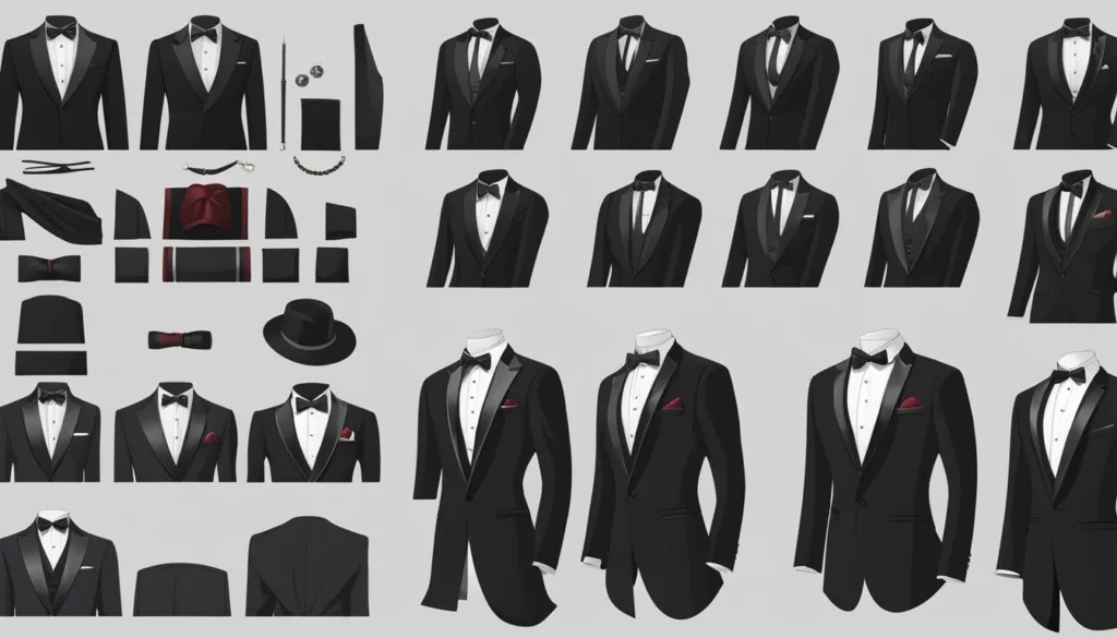 Lapel styles in modern tuxedos