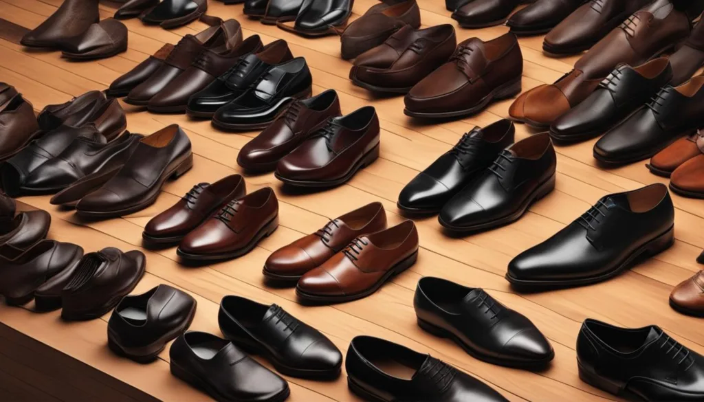 Leather shoe varieties for charcoal business attire