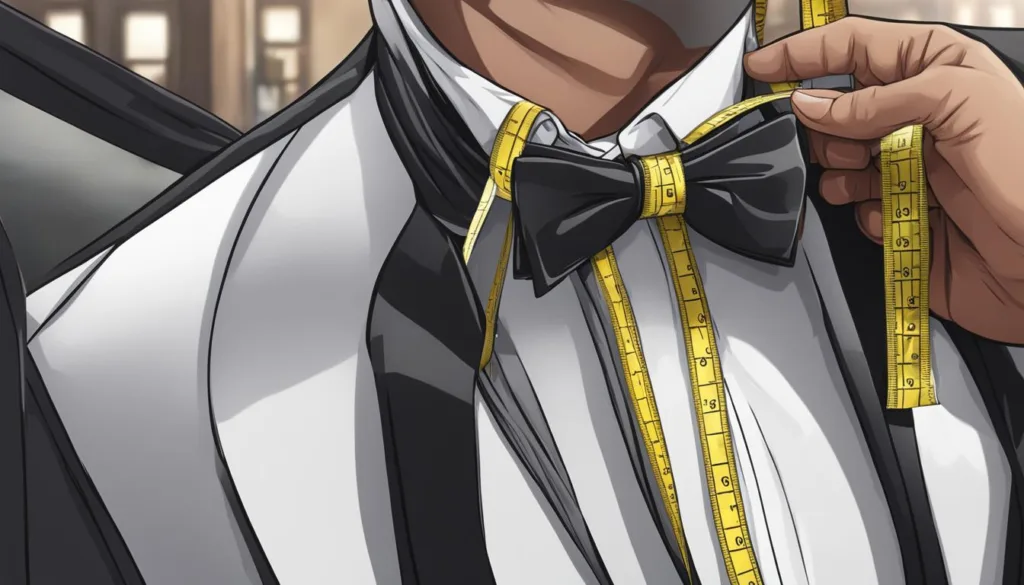 Measurements for black tie tuxedos