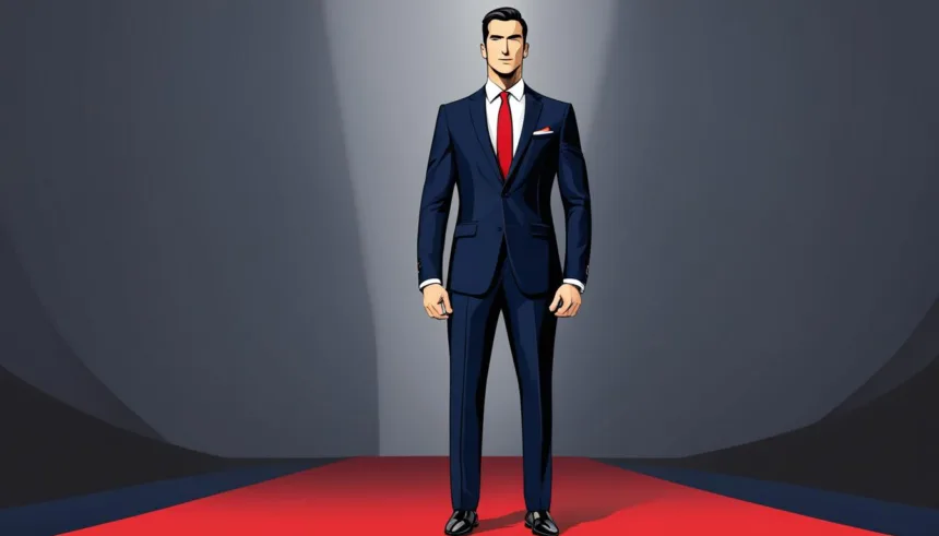 Navy business suit red carpet looks