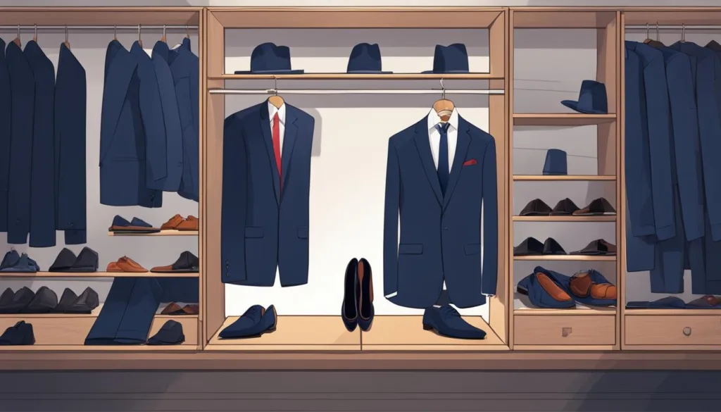 Navy suit organization and care