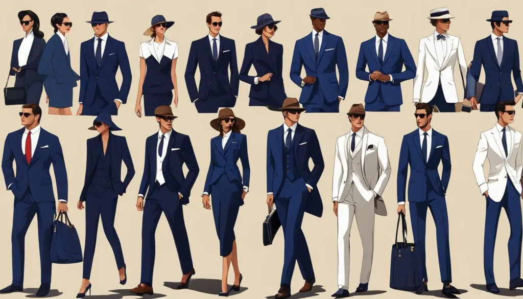 Parisian Chic in Navy Business Suits