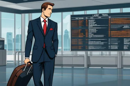 Pinstripe suit for business travel