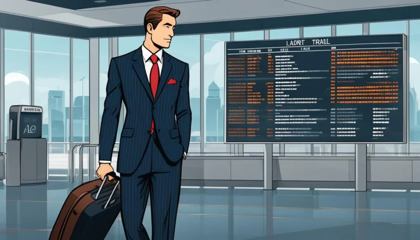 Pinstripe suit for business travel