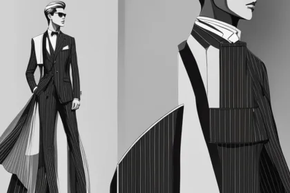 Pinstripe suit in fashion editorials