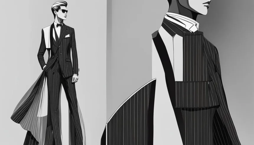 Pinstripe suit in fashion editorials