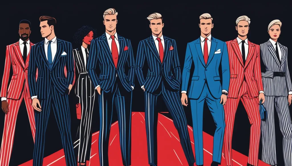 Red carpet trends in pinstripe suits