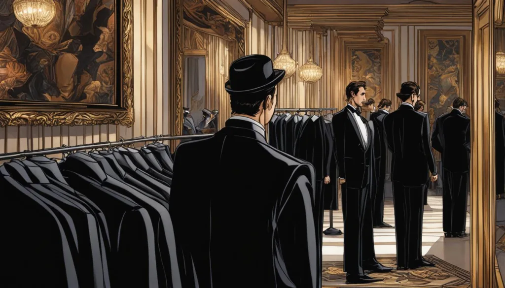 Selecting a black velvet tuxedo