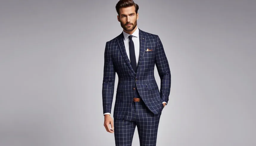 Slim fit windowpane check suits