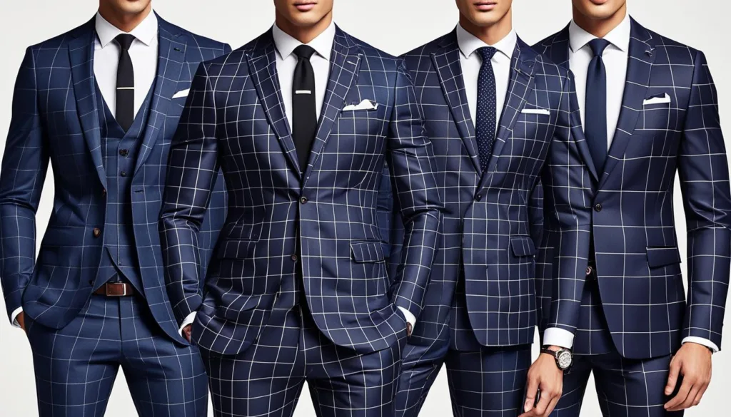 Styling slim fit windowpane suits