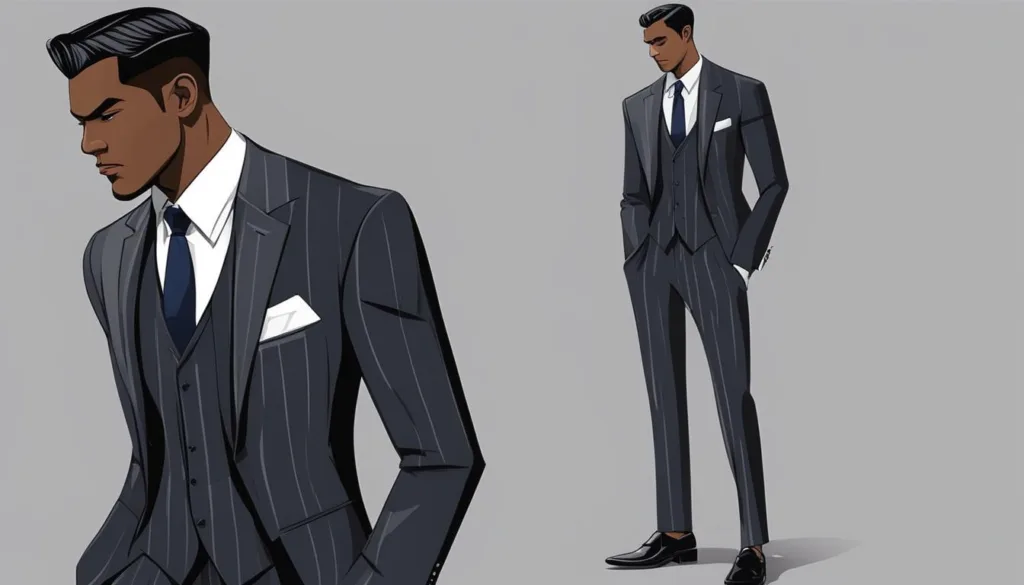 Stylish pinstripe suit with loafers