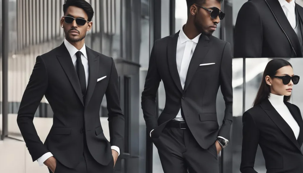 Stylistic approaches in charcoal suit editorials