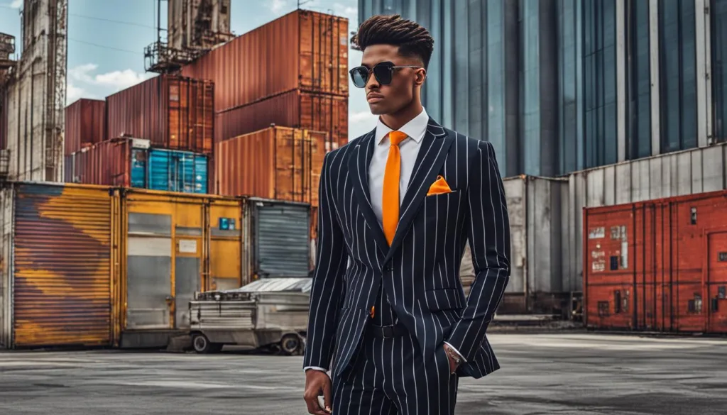 Transitional pinstripe suit styles