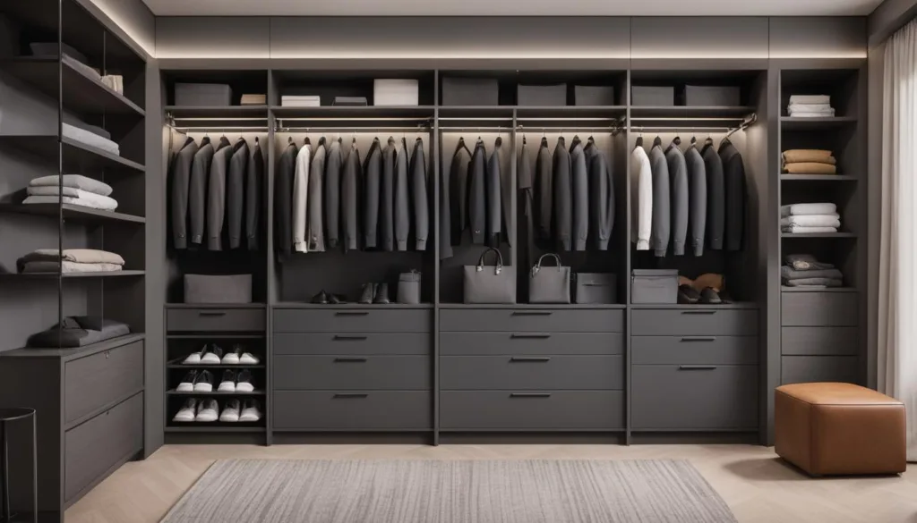Wardrobe storage solutions for charcoal suits