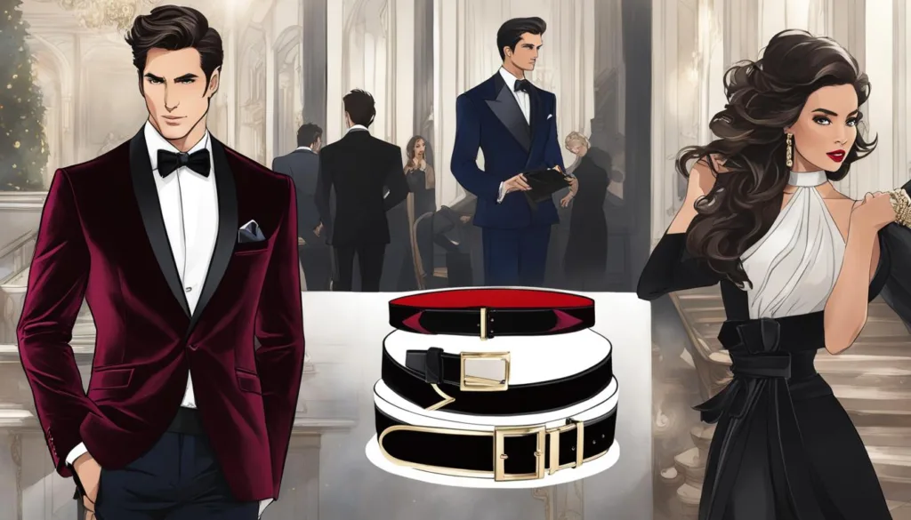 coordinating belts with velvet tuxedos