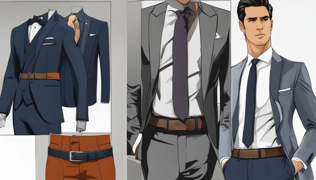 Modern belt trends with peak lapel suits