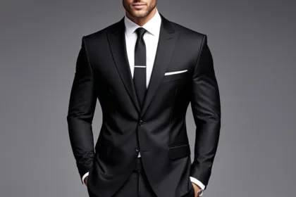 Peak lapel suit black elegance