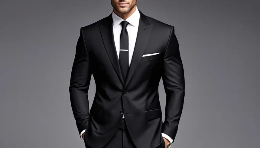 Peak lapel suit black elegance