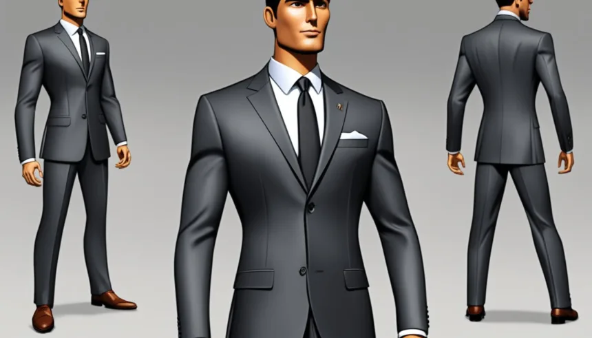 Peak lapel suit for business meetings
