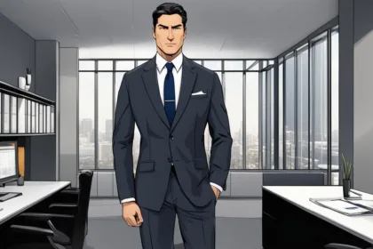 Peak lapel suit for office wear