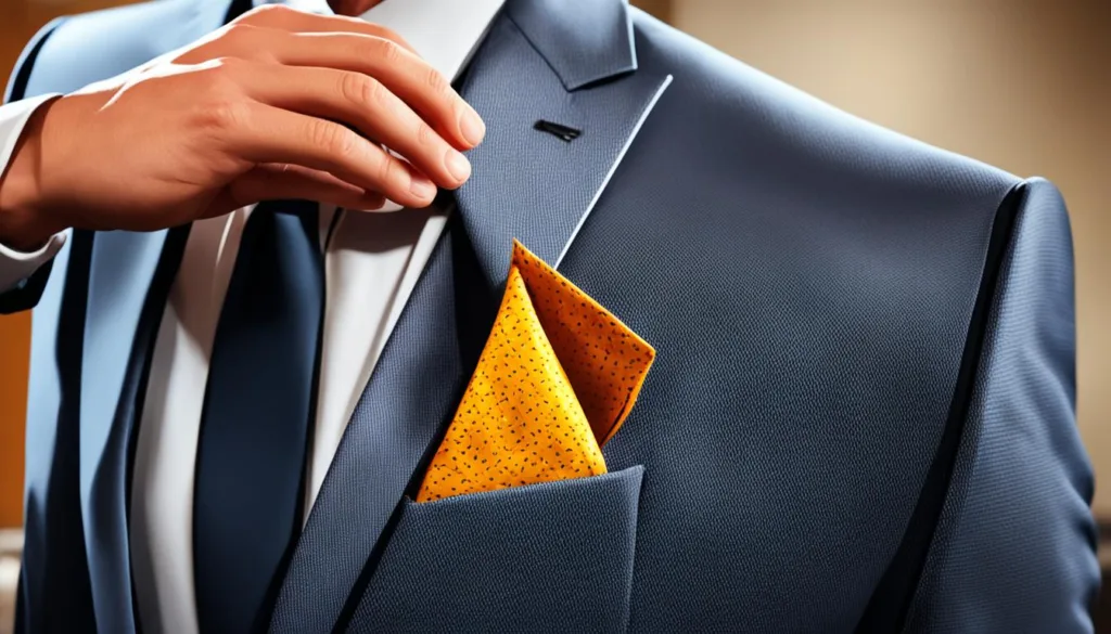 Pocket square folding techniques for peak lapel suits