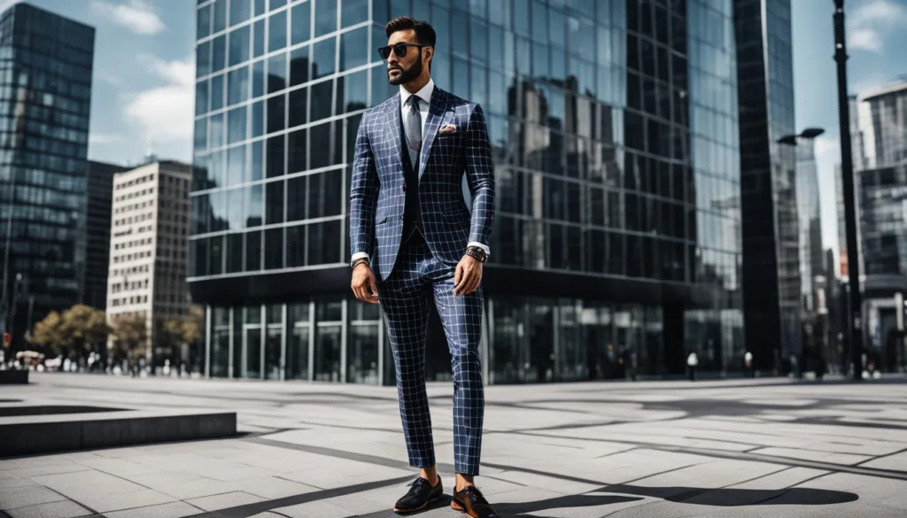 Street style photography in windowpane suits