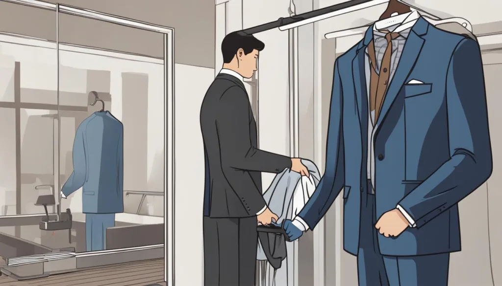 Using a steamer on a suit