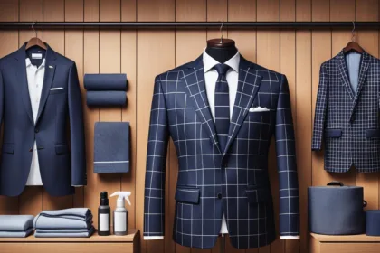 Windowpane check suit fabric care