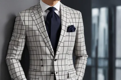 Windowpane check suit for client meetings