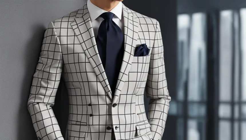 Windowpane check suit for client meetings